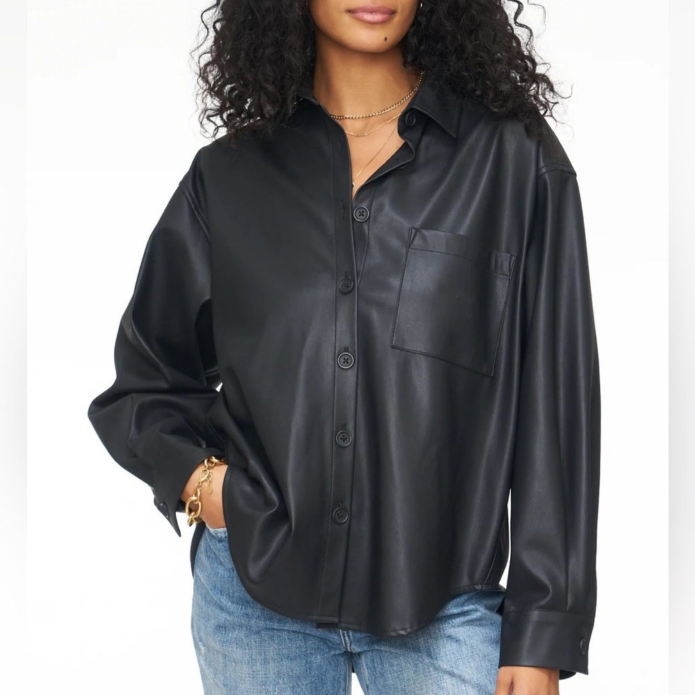 PISTOLA Sloane Oversized Button Down Shirt in Black